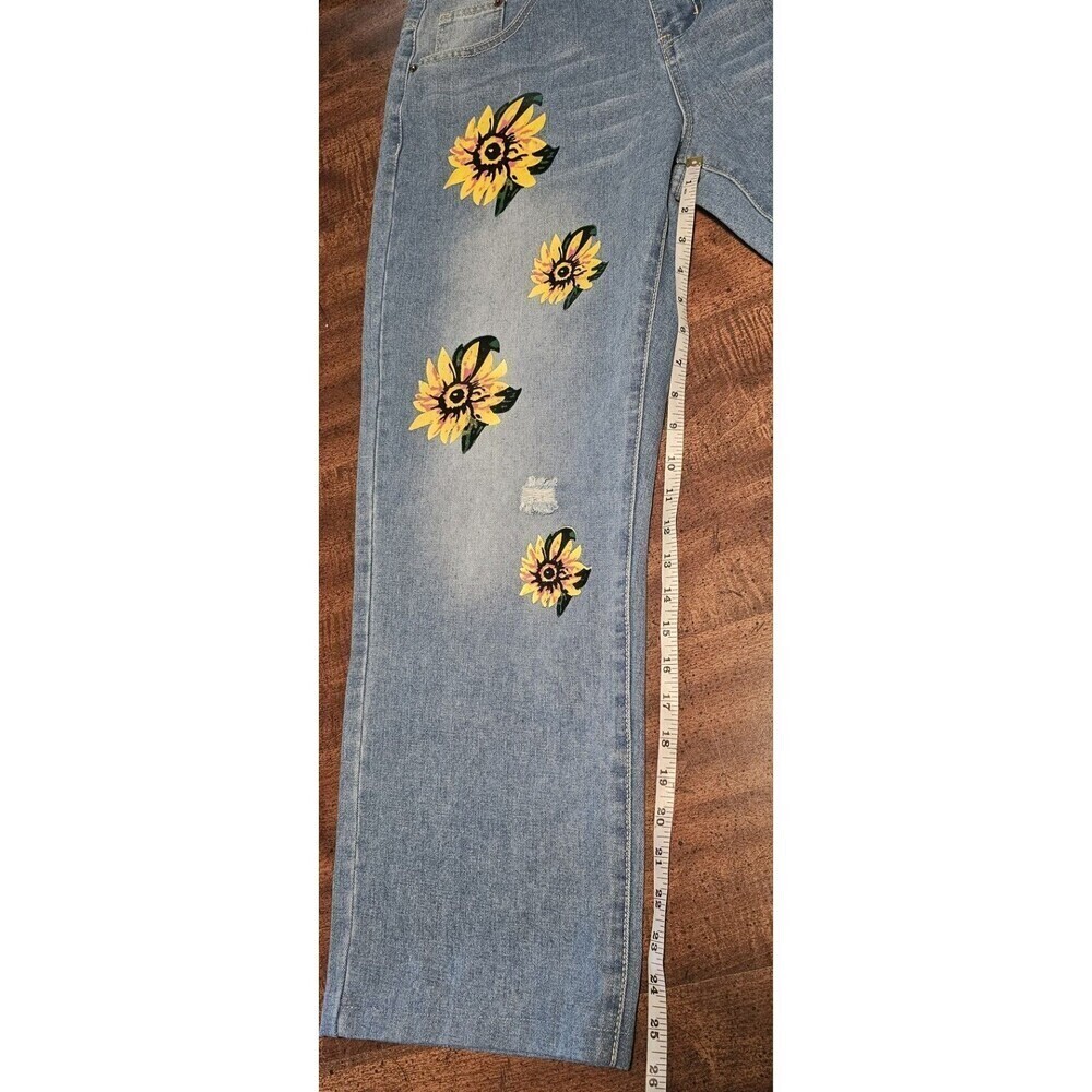 Misslook Sunflower Sz XL Jeans Anthropologie Hippie Boho Blue Distressed Denim - Picture 11 of 11